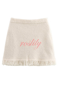 Solid Elastic Waist Knit Mini Skirt