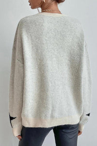 Essnce Star Pattern Crew Neck Long Sleeve Sweater