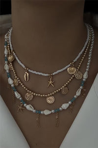 Holiday Style Conch and Starfish Stacking Necklace