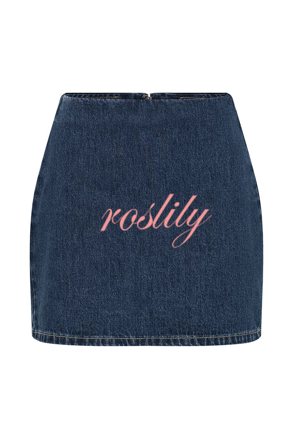 Modern Flavor Denim High Rise Back Zipper A-line Stretch Mini Skirt