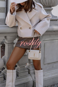 Fashionable British Lapel Long Sleeve Crop Jacket