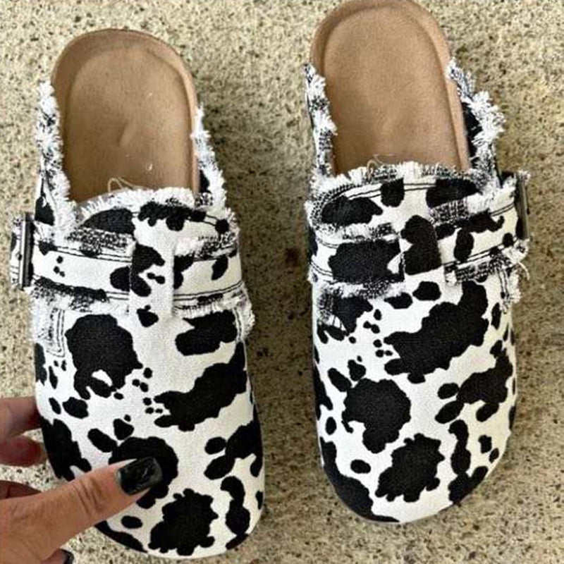 Fashionable Printed Raw Edge Flat Casual Shoes