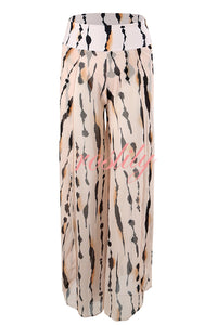 Unique Printed Loose High Waist Split Beach Pants