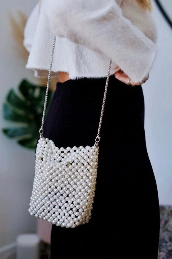 Pearl Bucket Shoulder Grab Handbag