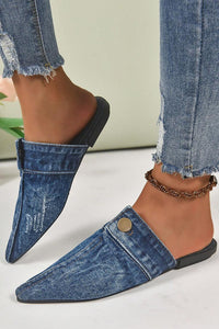 Casual Flat Pointed Toe Denim Slippers