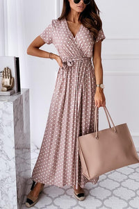 Free Falling Polka Dot Wrap Maxi Dress