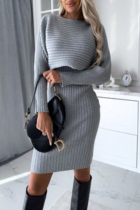 Striped Long Sleeved Top and Strappy Mini Dress Set