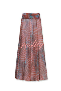 Bella Stretch Mesh Unique Print Bodysuit and High Rise Elastic Waist Maxi Skirt Set