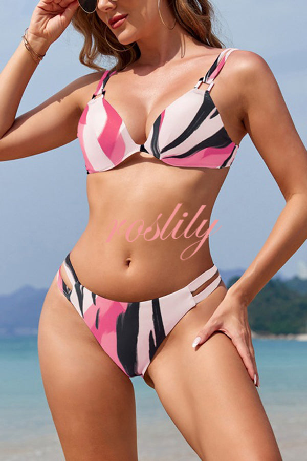 Unique Print Sexy Stretch Two-Piece Bikini Swimsuit