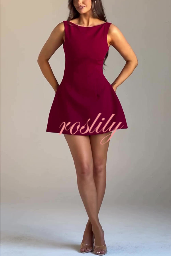 Cosmopolitan Chic High Neck Scoop Back Bubble-shaped Mini Dress