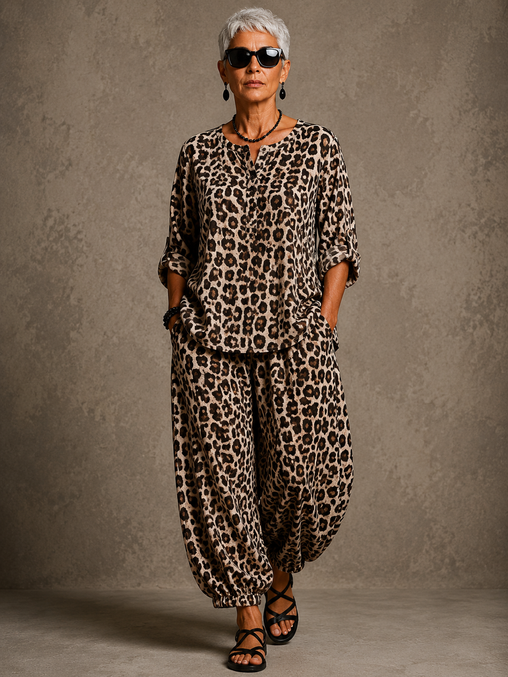 Wild Spirit Leopard Print Linen Set
