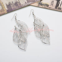 Multi Leaf Pattern Drop Earrings