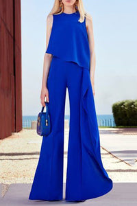 Amazing Views Irregular Hem Wide Leg Formal Party Jumpsuit