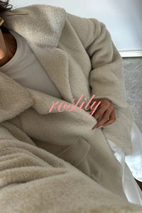 Fashion Lapel Long Sleeve Loose Furry Coat