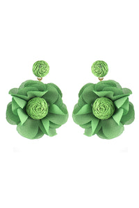 Bohemian Resort Style Fabric Flower Earrings