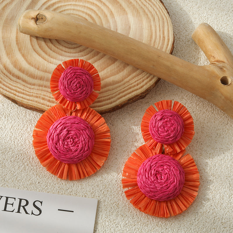 Resort Style Handwoven Floral Earrings