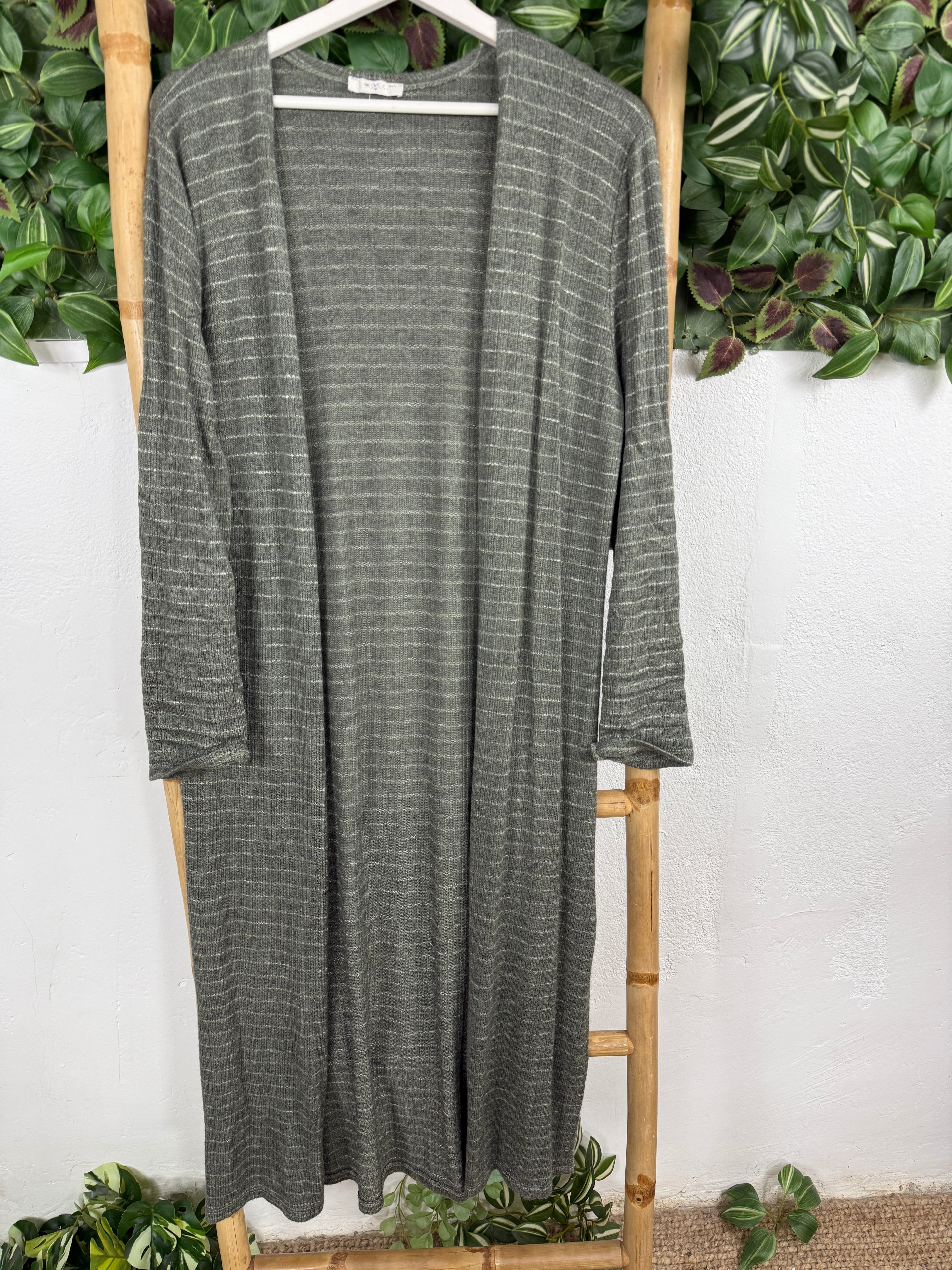 Elegant Long Sleeve Midi Dress & Cardigan Set