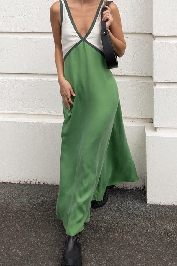 Perfect for Summer Weddings Satin Contrast Colour Relaxed Maxi Dress