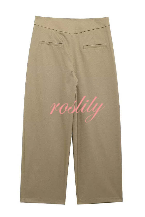 Classic Charm Mid-rise Pocketed Loose Cropped Pants