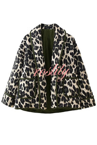 Leopard Print Loose Lapel Pocket Jacket