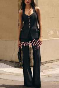 Women Power High Rise Side Zipper Flare Slim Fit Pants