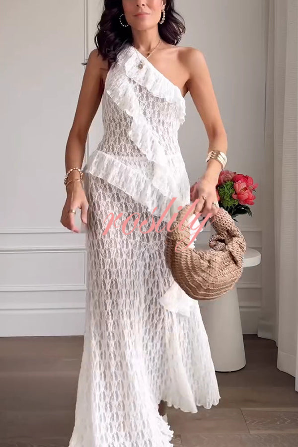 Solid Color Lace Stretch Holiday Maxi Skirt