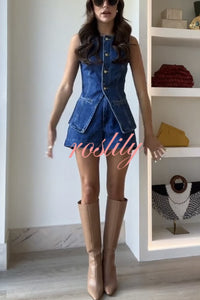 Abel Denim High Waist Relaxed Fit Shorts