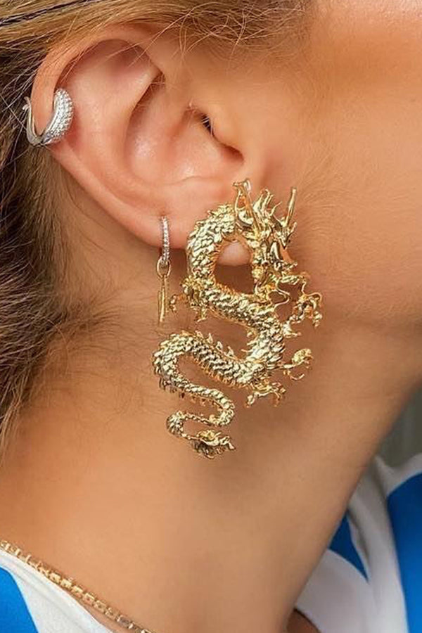 Vintage Dragon Engraved Earrings