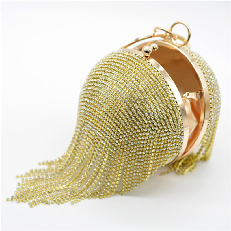 Fashionable Tassel Diamond Ball Evening Handbag