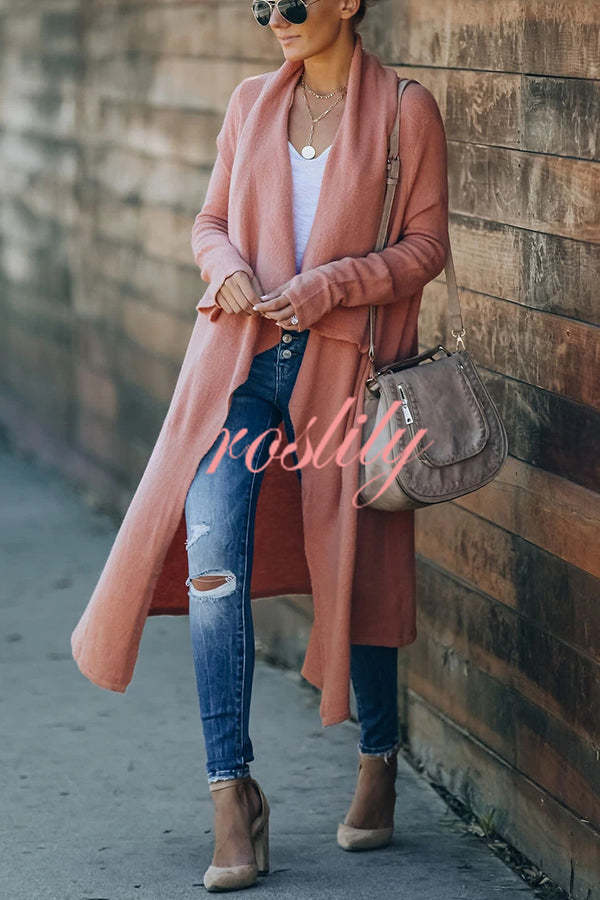 Fireside Pocketed Oversized Drape Neckline Knit Cardigan