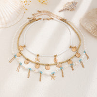 Holiday Style Conch and Starfish Stacking Necklace