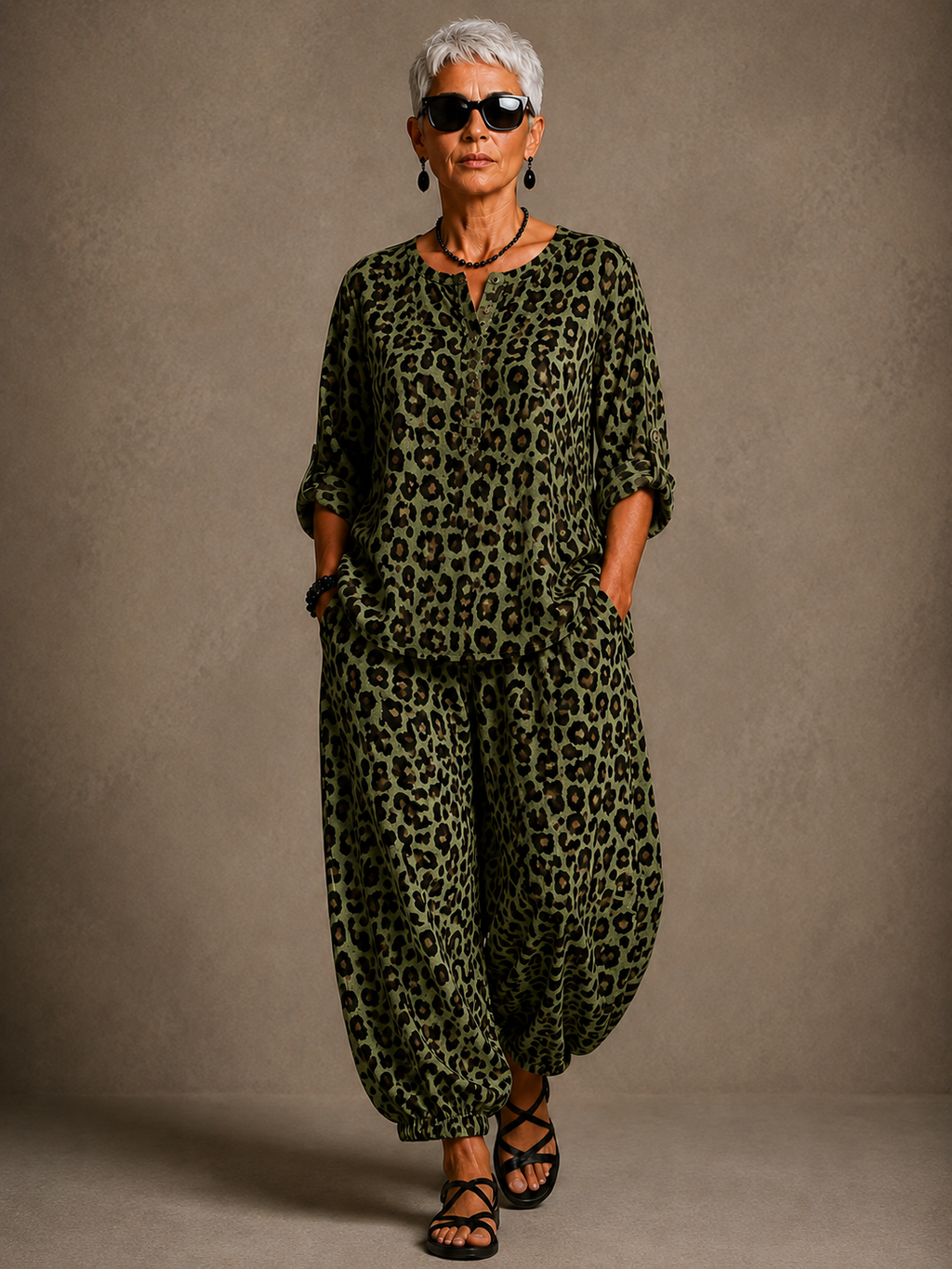Wild Spirit Leopard Print Linen Set