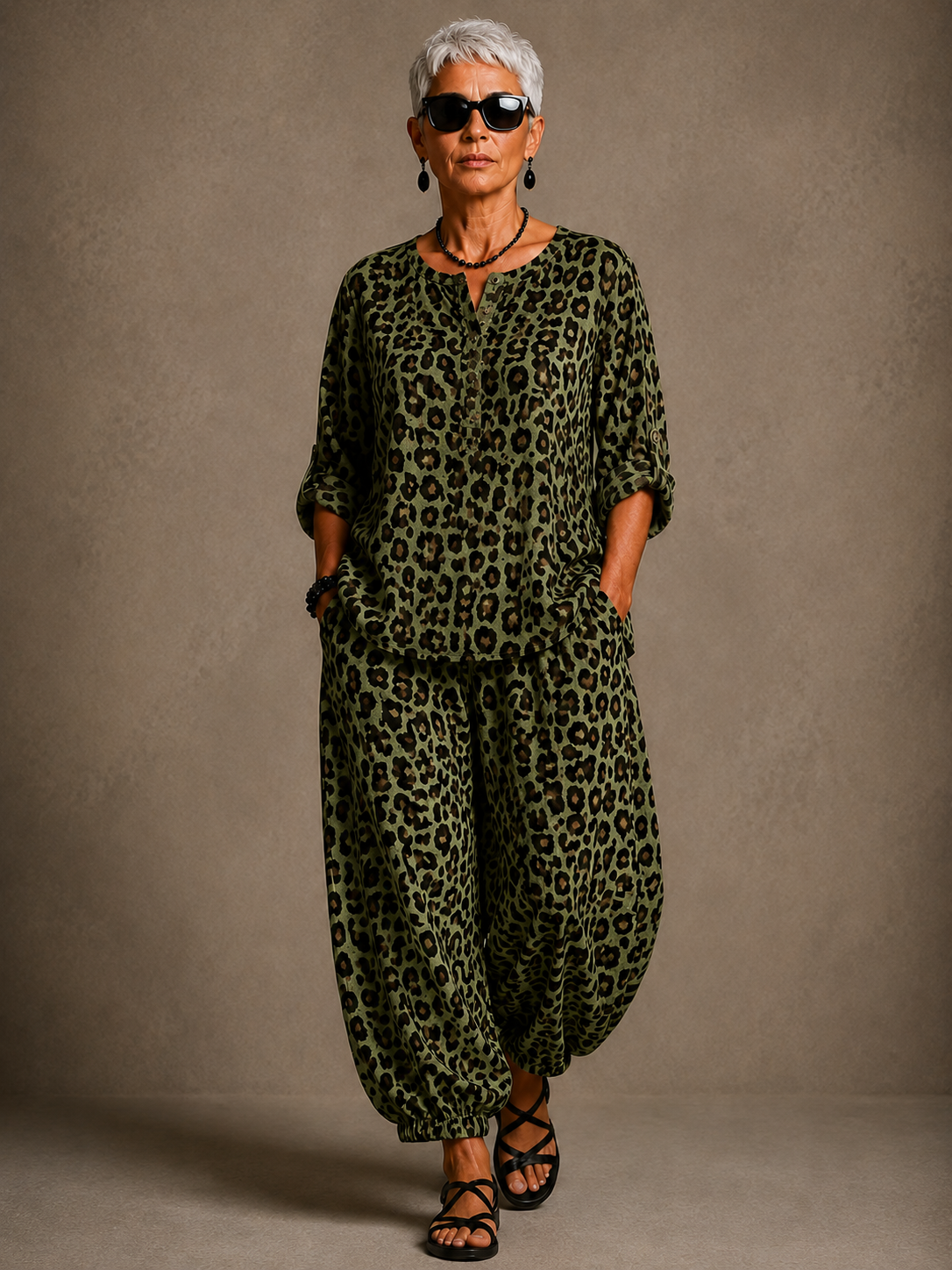 Wild Spirit Leopard Print Linen Set