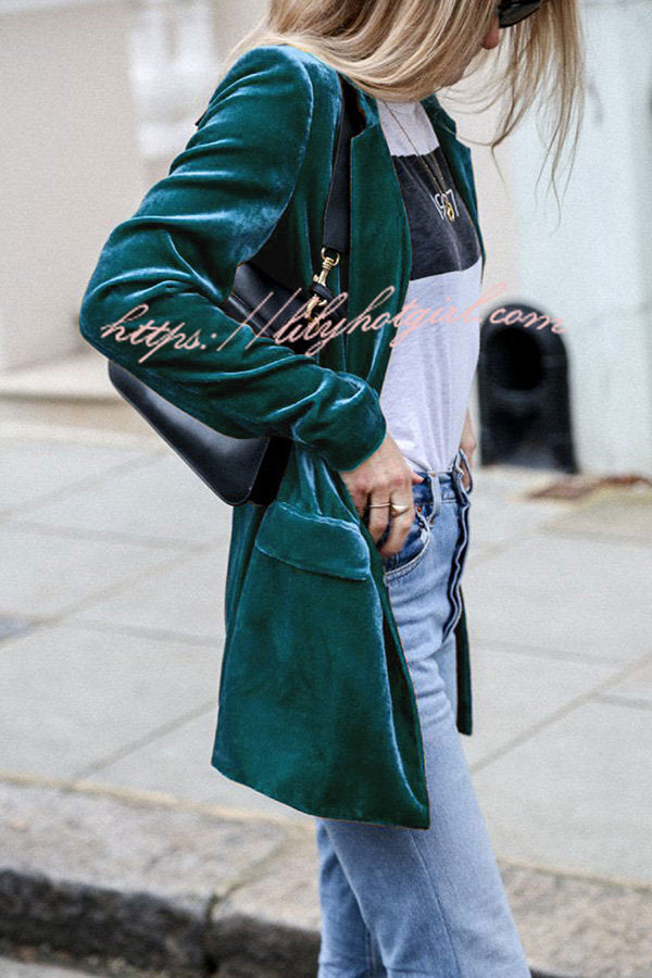 Eye Catching Street Style Velvet Blazer