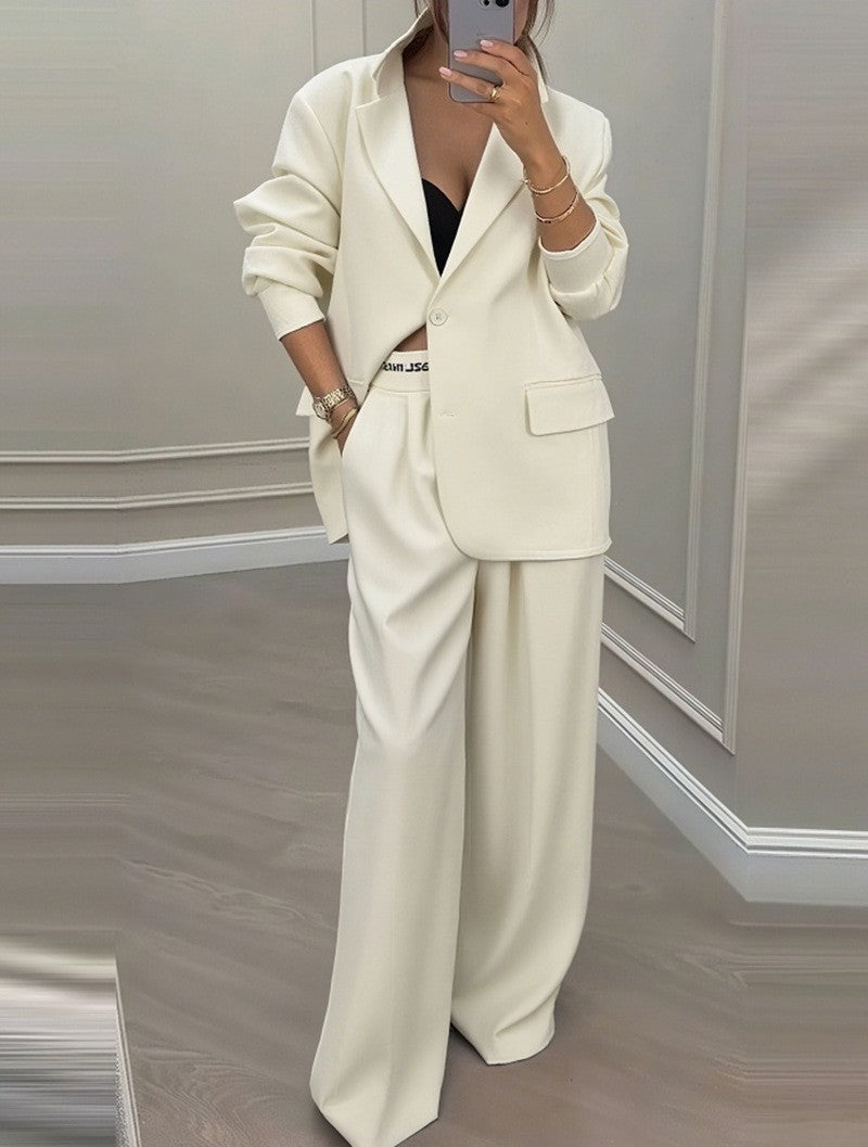 Relaxed Tailored Blazer & Wide-Leg Pants Set