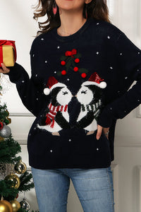 Christmas Print Crew Neck Long Sleeve Sweater