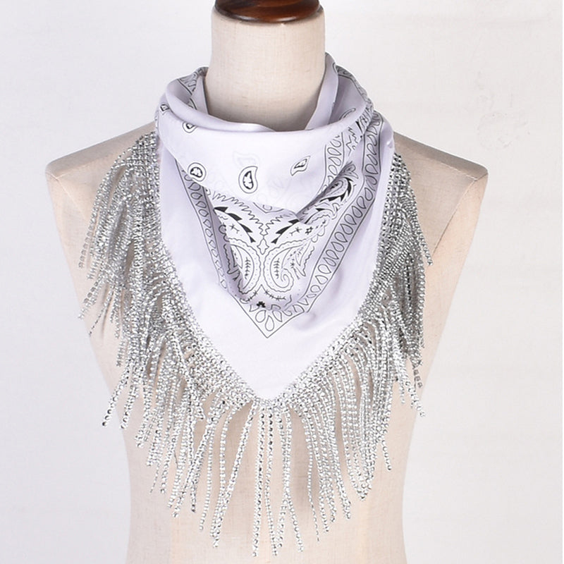 British Retro Diamond Tassel Square Scarf