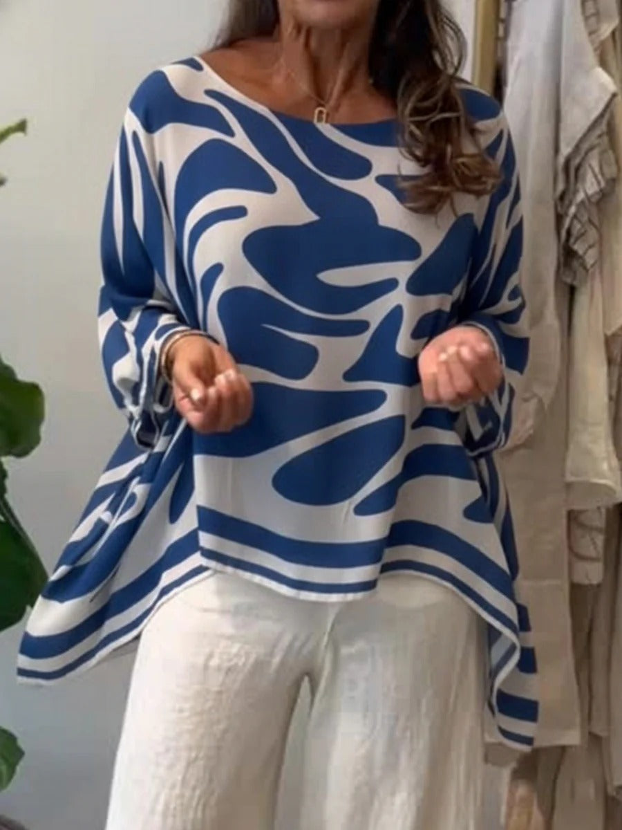 Flow Abstract Batwing Blouse