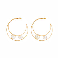 Simple Pearl Geometric Hoop Earrings