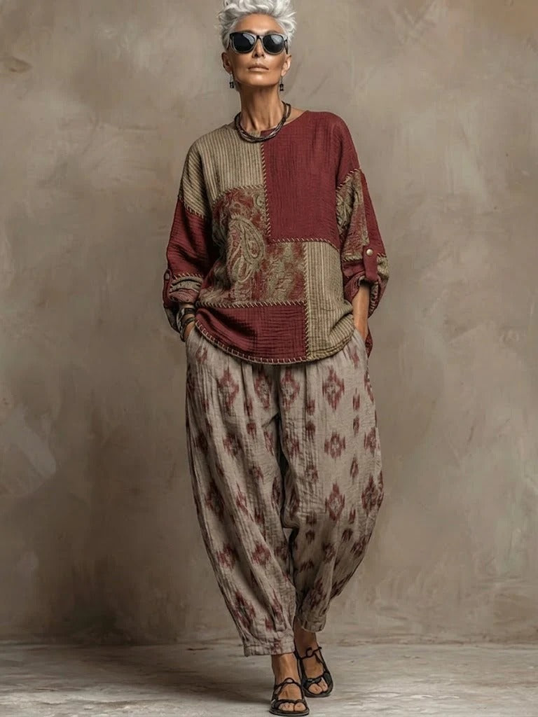 Paisley Print Cotton Linen Set