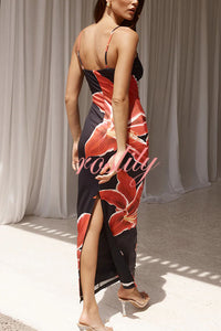 Definitely Memorable Abstract Floral Print Slip Stretch Maxi Dress