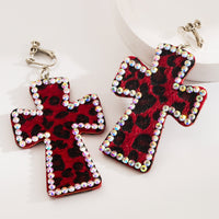 Exaggerated Cross Personality Leopard Print Earrings