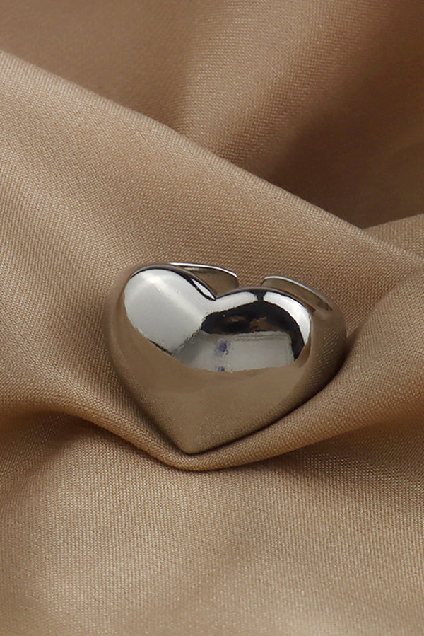 Simple Heart-shaped Metal Texture Ring