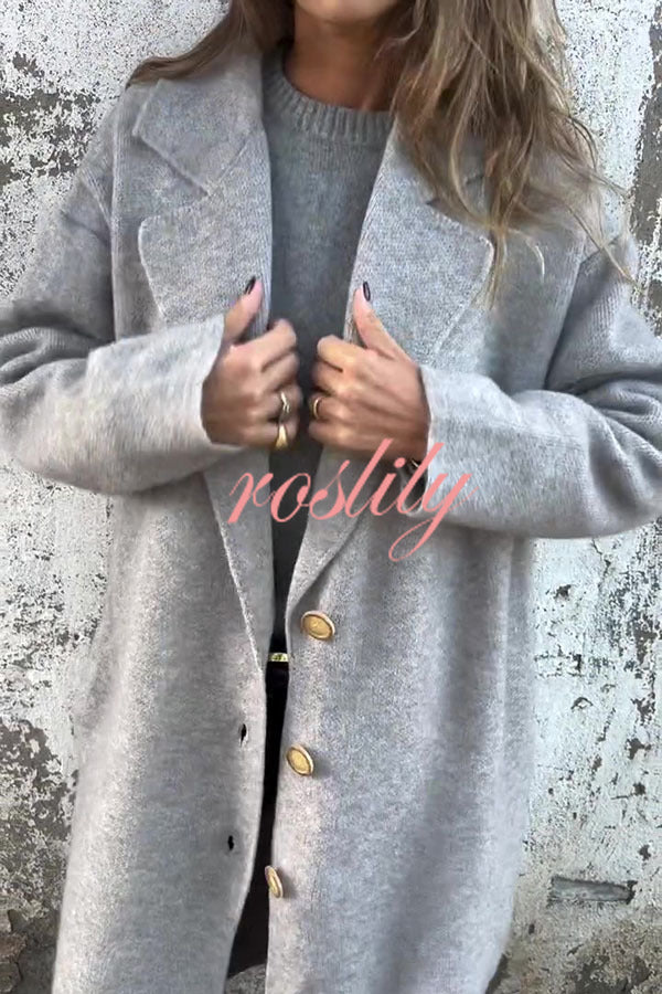 Solid Color Lapel Long Sleeve Loose Casual Jacket