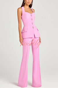 Women Power High Rise Side Zipper Flare Slim Fit Pants