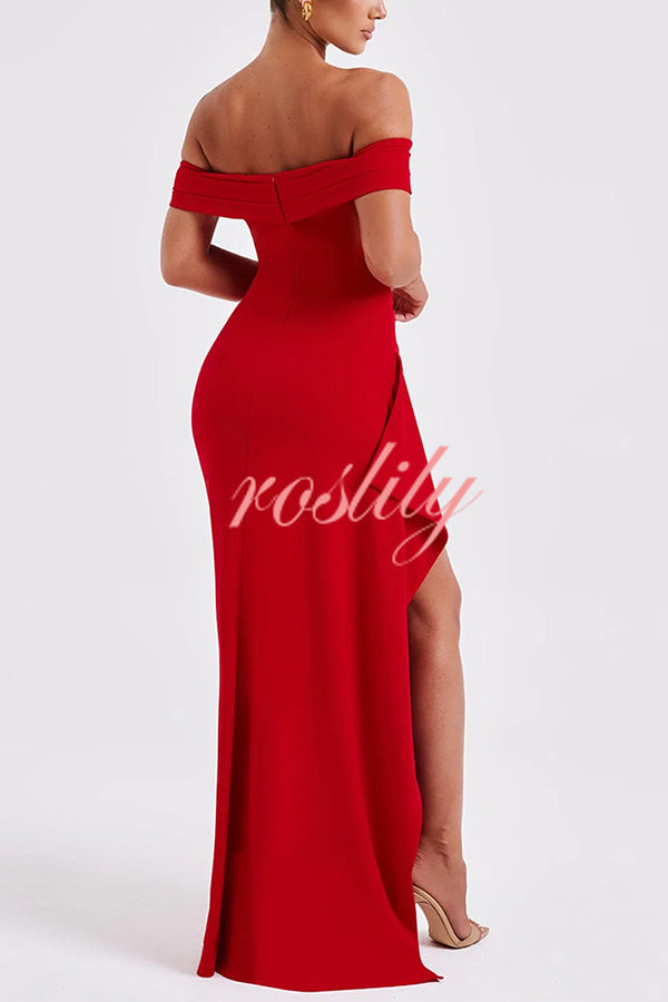 Sexy Lady Off Shoulder High Slit Maxi Dress