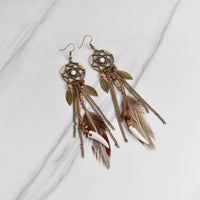 Boho Vintage Colorful Feather Tassel Dangle Drop Earrings