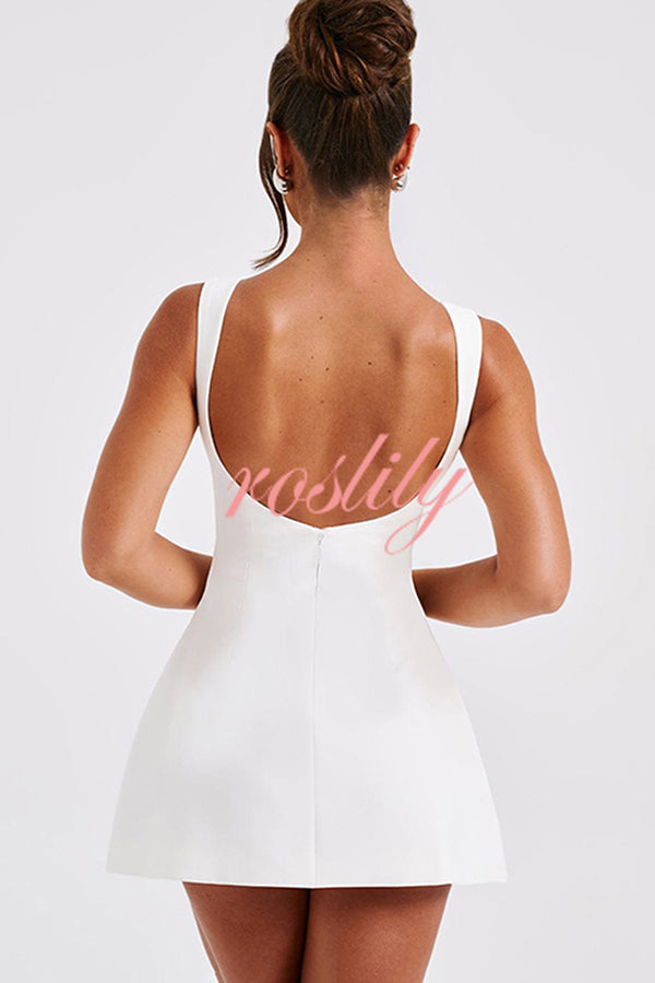 Cosmopolitan Chic High Neck Scoop Back Bubble-shaped Mini Dress