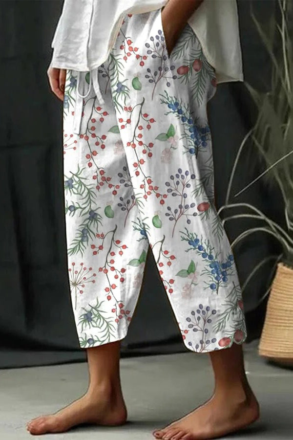 Casual Unique Printed Button Pocket Pants