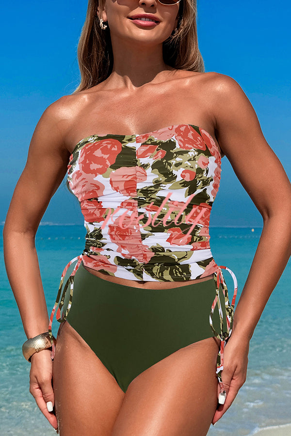 Unique Print High Waist Tie-Stretch Two-Piece Bikini Swimsuit